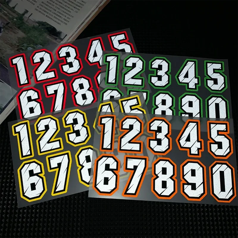 

1 Set Racing Number 0-9 Vinyl Stickers Waterproof Decals for Motorcycle Body Helmet Windshield Fuel Tank