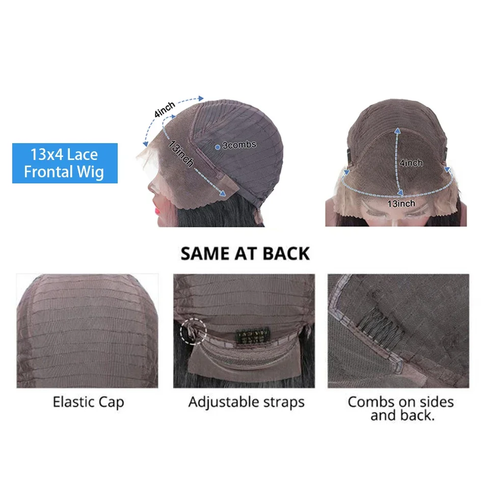 초콜릿 브라운 밥 가발 13x4 색상 # 200% 밀도 레이스 프론트 인모 20cm 짧은 스트레이트 밥 가발