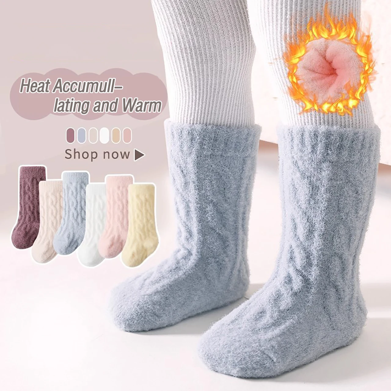 Winter Warm Baby Plush Sock Thick Velvet Mid Tube Socks Boy Girl Anti-Cold Thermal Footwear Solid Color Kids Sleep Socks 0-3Year