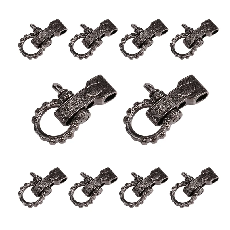 ABWR-Adjustable Shackles Buckles 10Pcs Metal For Paracord Buckles Bows Clasps Screw Pin Anchors Shackle For Paracord Bracelet Be