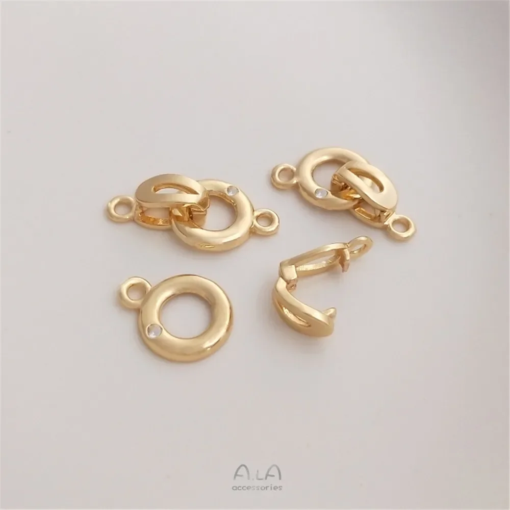 

14K Gold Plated Zirconium round DIY Clasp for Necklace And Bracelet End Single J-shaped Jewelry Making Hardware
