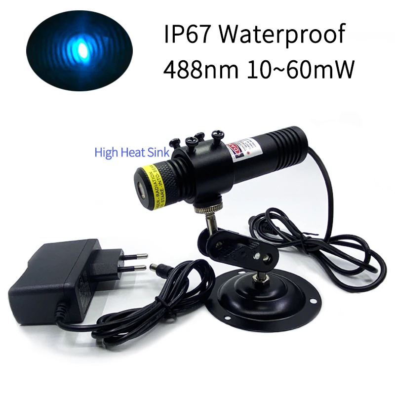 

Waterproof IP67 Glass Len Dot D22X100mm 488nm Blue 10mW 30mW 60mW Laser Module with High Heat Sink for Stone Cutting Positioning