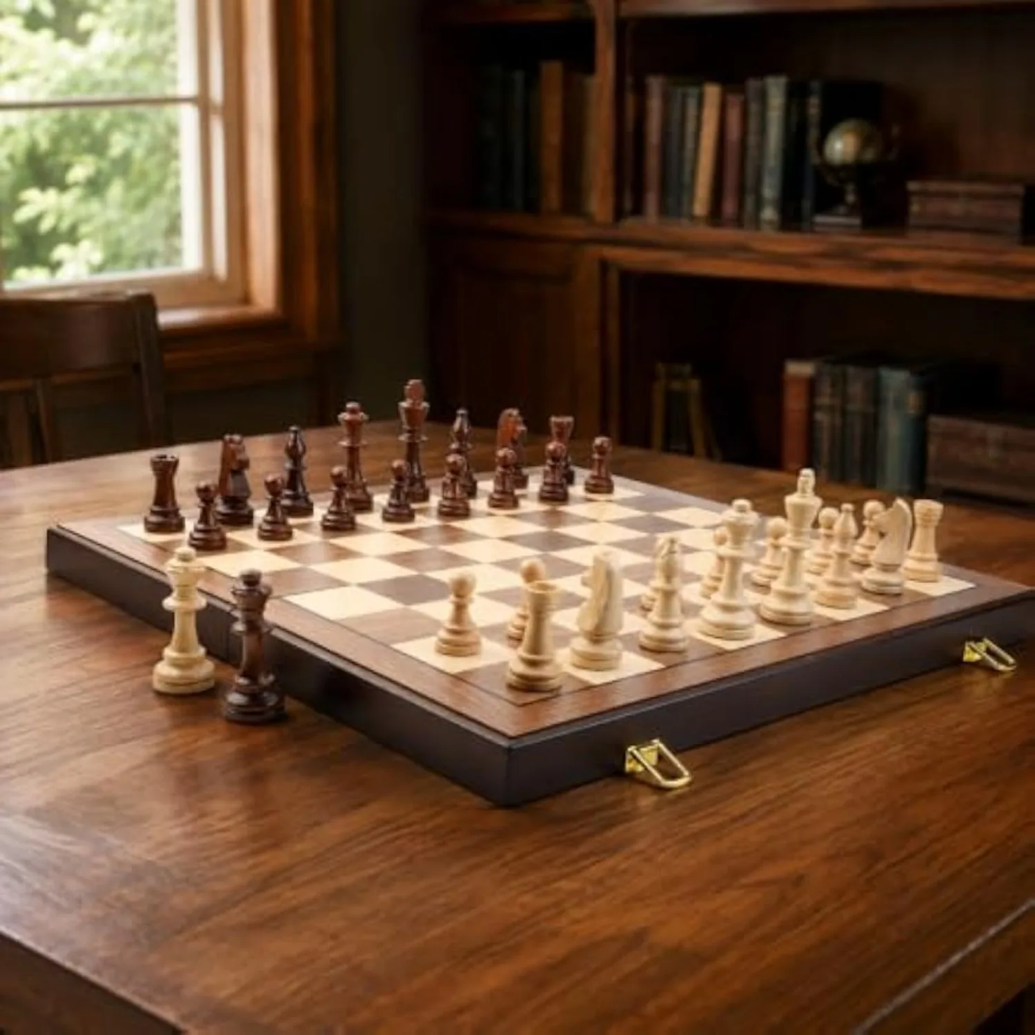 20-Inch Extra Large Wooden Chess Set with 3.8-Inch King and Extra Queens | Folding Storage Board Tournament Style Play Classic Staunton Design Board Game for Adults Family Strategy Game