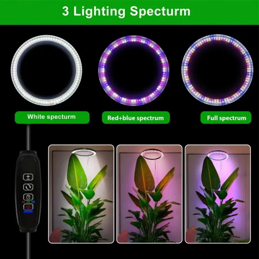 1 pc Height Adjustable LED Grow Light Plant Growing Lamp Full Spectrum with 3 Timer for Indoor Large Plants