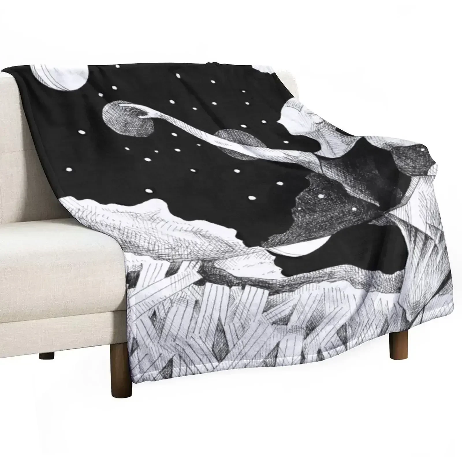 Net the Moon Throw Blanket Flannel Fabric Softest anime Polar Blankets