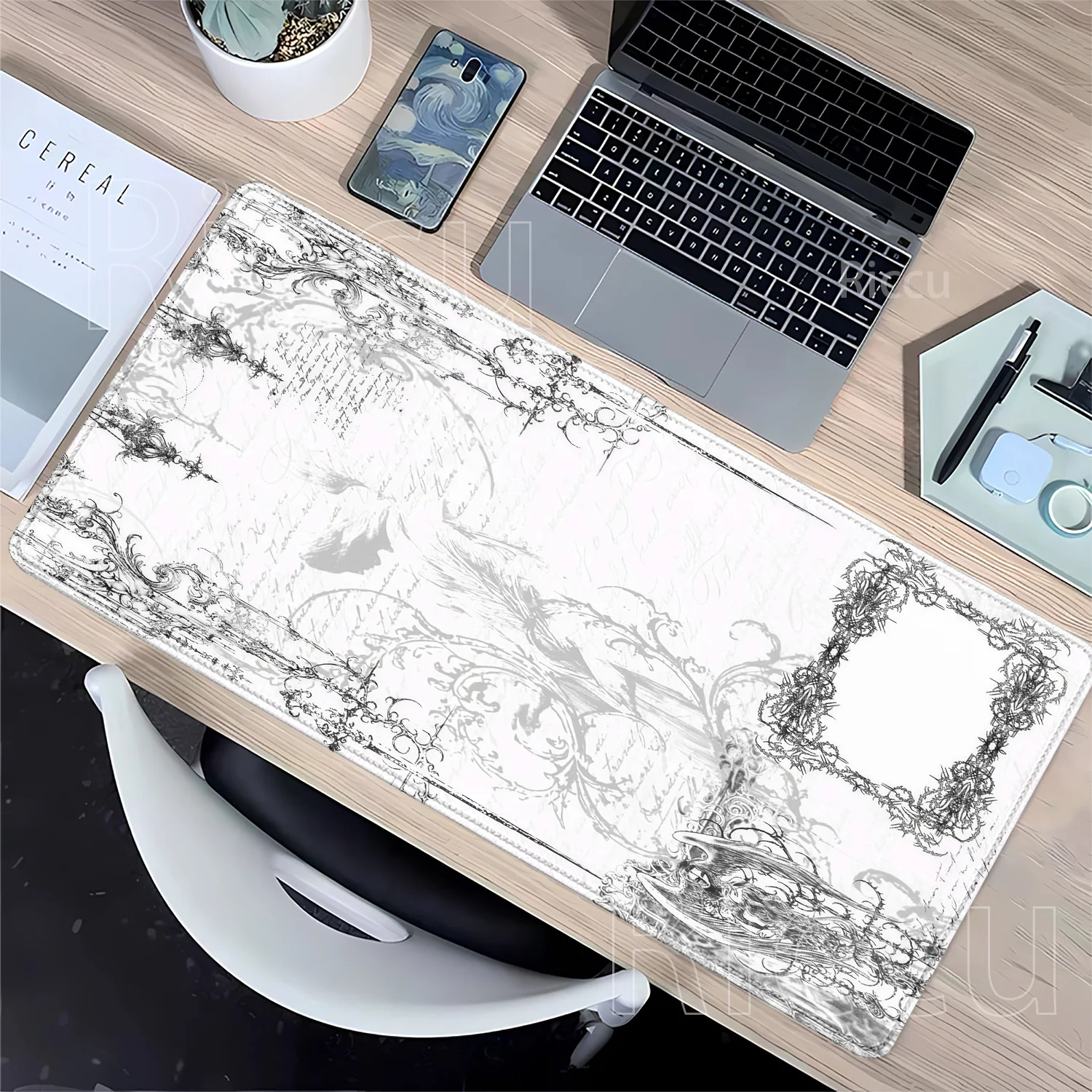 HD printing Gaming black white Pattern Art Mousepad Non-slip base esports Keyboard Mouse Pad Anime kawaii overlock XXL Desk Mat