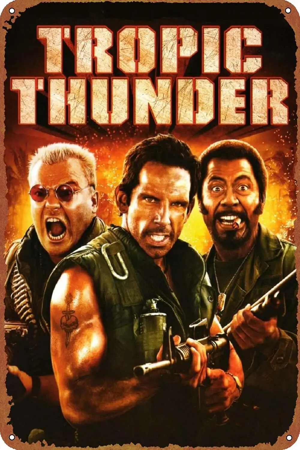 Tropic Thunder Movie Poster Tin Sign Metal Sign Retro Wall Decor for Home Gate Garden Bars Restaurants Cafes Office Store Pubs C