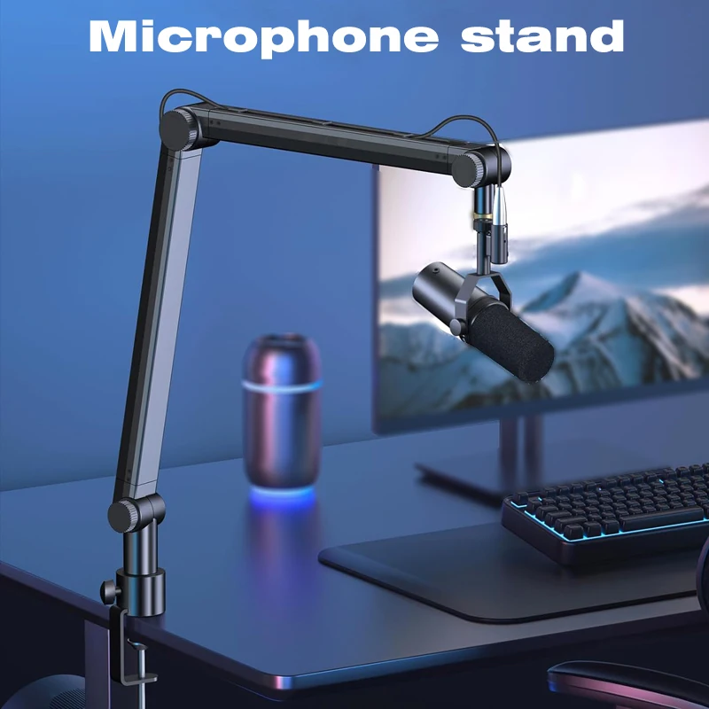 Boom Arm - Adjustable 360° Rotatable Microphone Sturdy aluminum alloy Mic Desk, Table Stand Foldable Scissor Stable Mount Arms