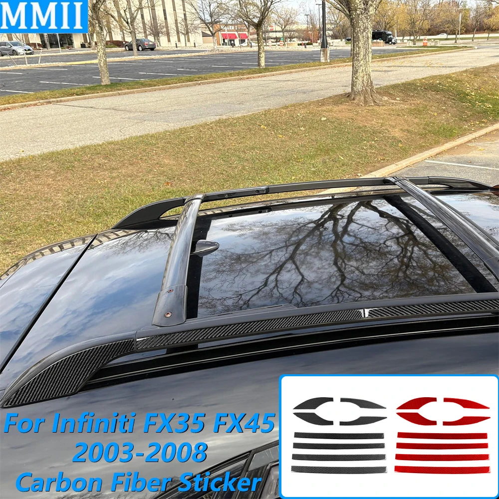

For Infiniti FX35 FX45 S50 2006-2008 Carbon Fiber Roof Luggage Rack Handrail Panel Trim Cover Car Accessories Decoration Sticker