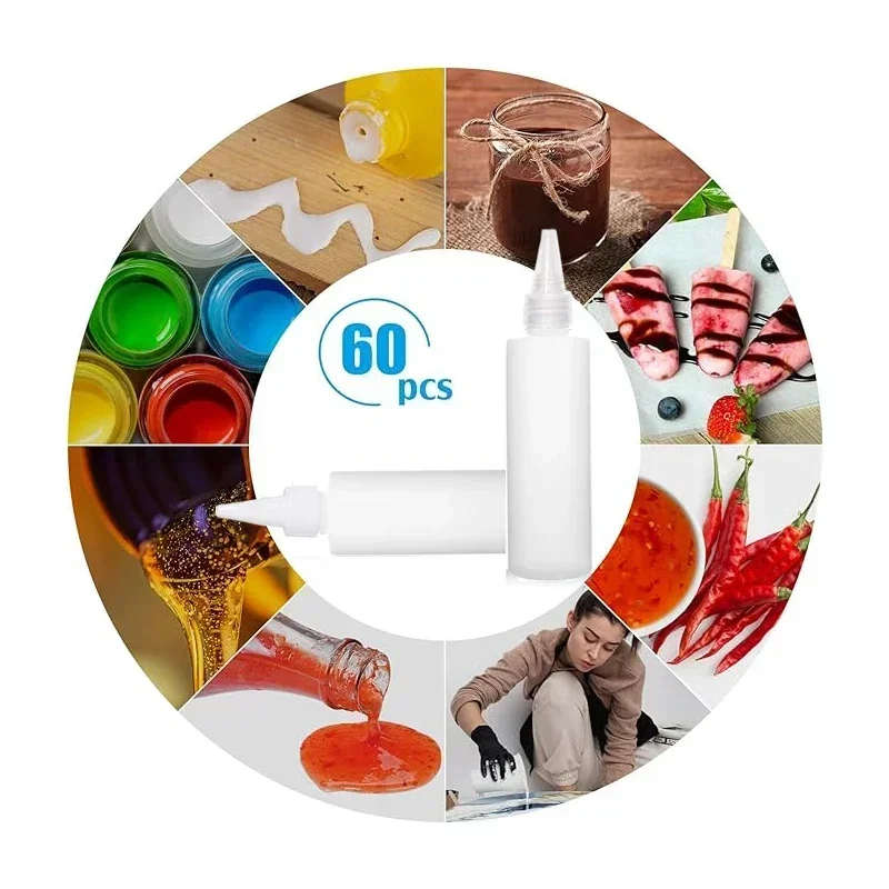 5 قطعة 10 مللي-120 مللي زجاجات ضغط بلاستيكية فارغة HDPE مع غطاء دوار وطرف حاويات الحبر الأبيض غير الشفاف لعينة زيت الصباغ
