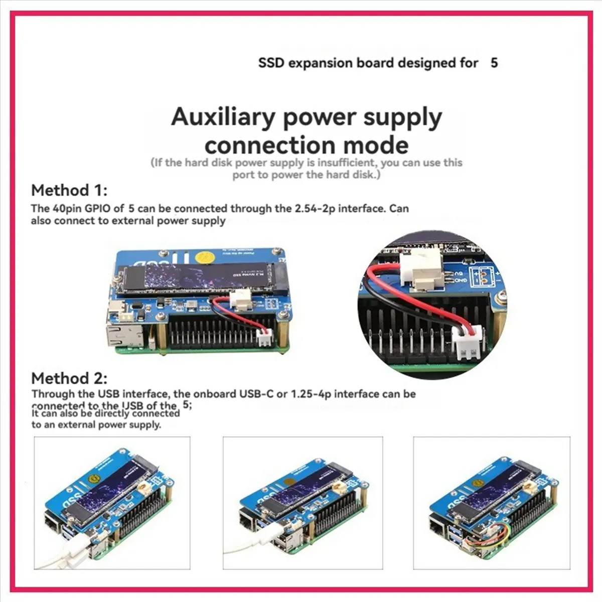 MPS2280P PCIE M.2 NVME SSD HAT+Case for 5 Support 2280 2230 2242 Gen 3 Expansion Board-VVNB