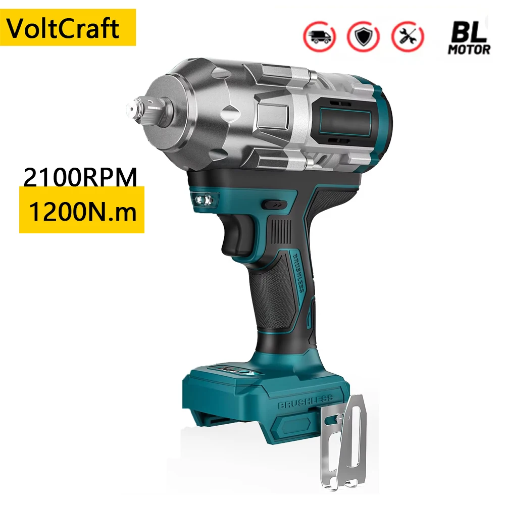 

Cordless Electric Impact Wrench Brushless 1/2 inch 1200N.m LED Work Light 2100RPM High Torque Driver Wrench for Makita