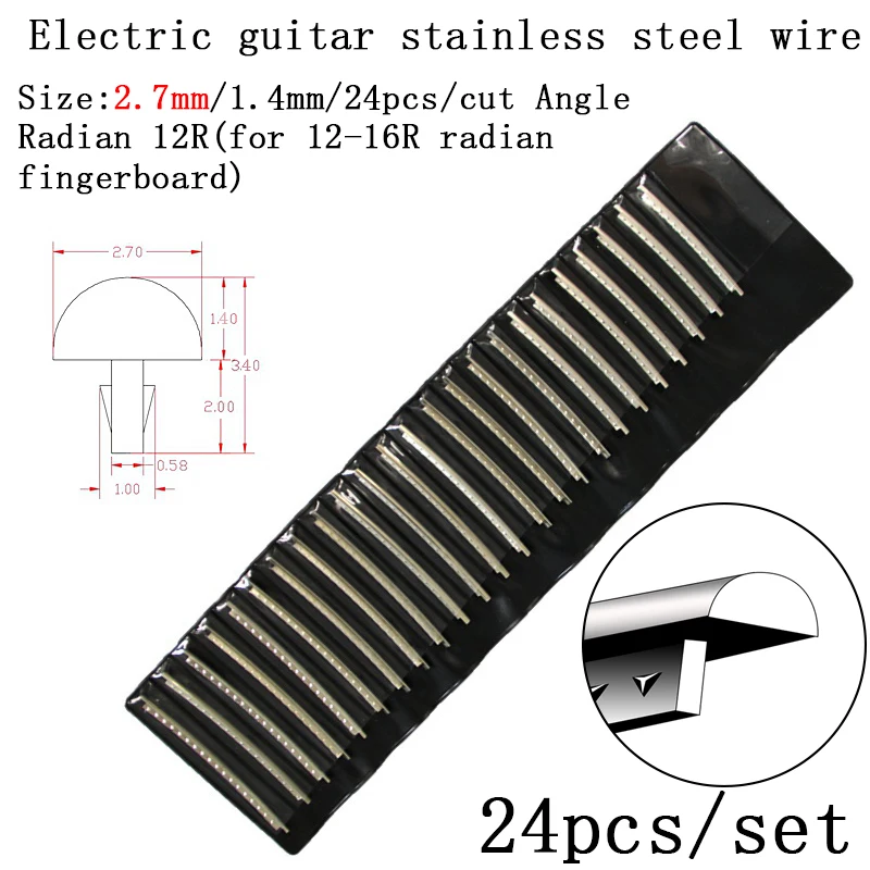 24 шт., лады на грифе, провод для электрогитары, никель-серебристый, нержавеющая сталь, 2,4 мм, 2,7 мм, 2,9 мм, ремонтный материал, аксессуары