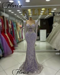 Luxury Purple Evening Dresses Mermaid Grand Prom Party Dresses Elegant Crystals Cocktail Dresses Vestidos De Gala Coutures Gowns