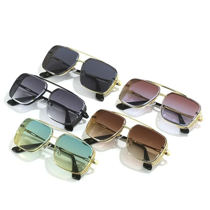 New Fashion Classic Pilot Sunglasses Men Brand Design Metal Square Sun Glasses Driving Fishing Vintage Punk Shades UV400 Women