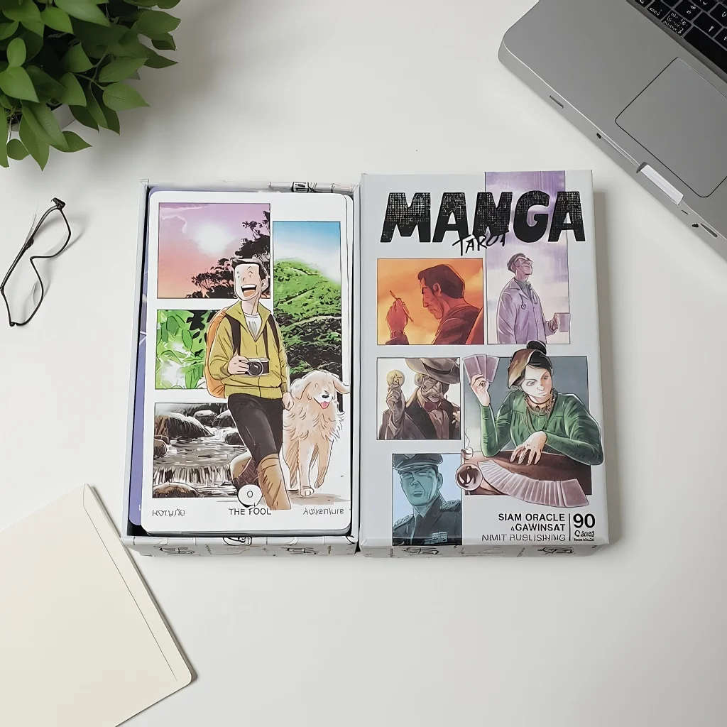 Manga Tarot 12*7cm in Rigid Box 90 Pcs Cards (78 Pcs Tarot Cards + 12 Oracle Cards) Printed on 350GSM Double-embossed Cardstock - Image 2