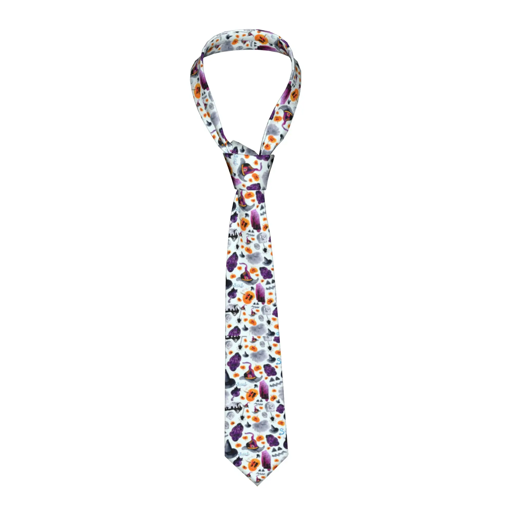 Halloween Wizard Pumpkin Cat Skull Neckties Unisex  8 cm  Neck Tie for Men Wide Accessories Cravat Wedding Accessories Business