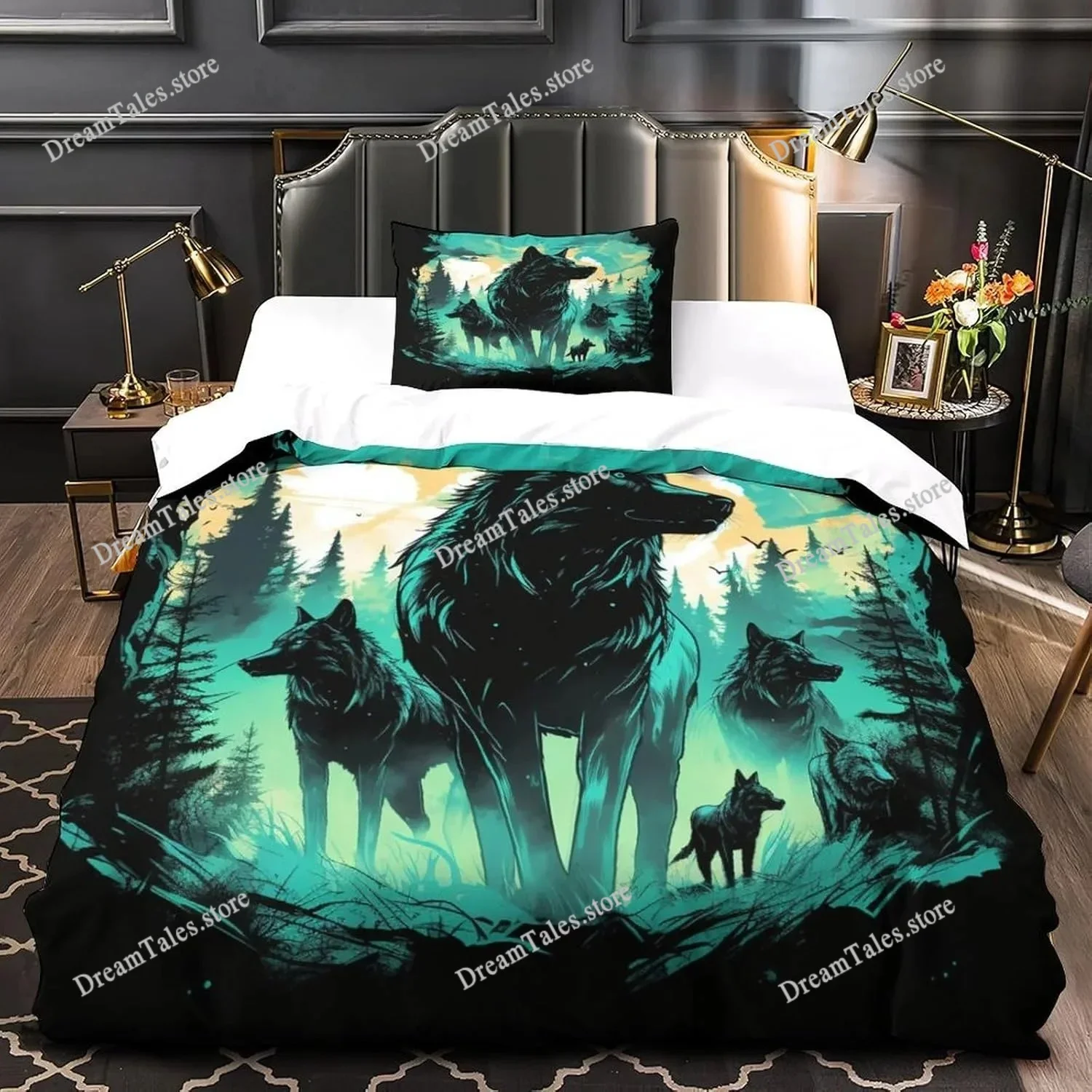 3D Printed Premium Oil Painting Dolphin Duvet Bedding Set, Children's Adult Bedding Set, Zipper with Pillowcase Bed Set, Double
