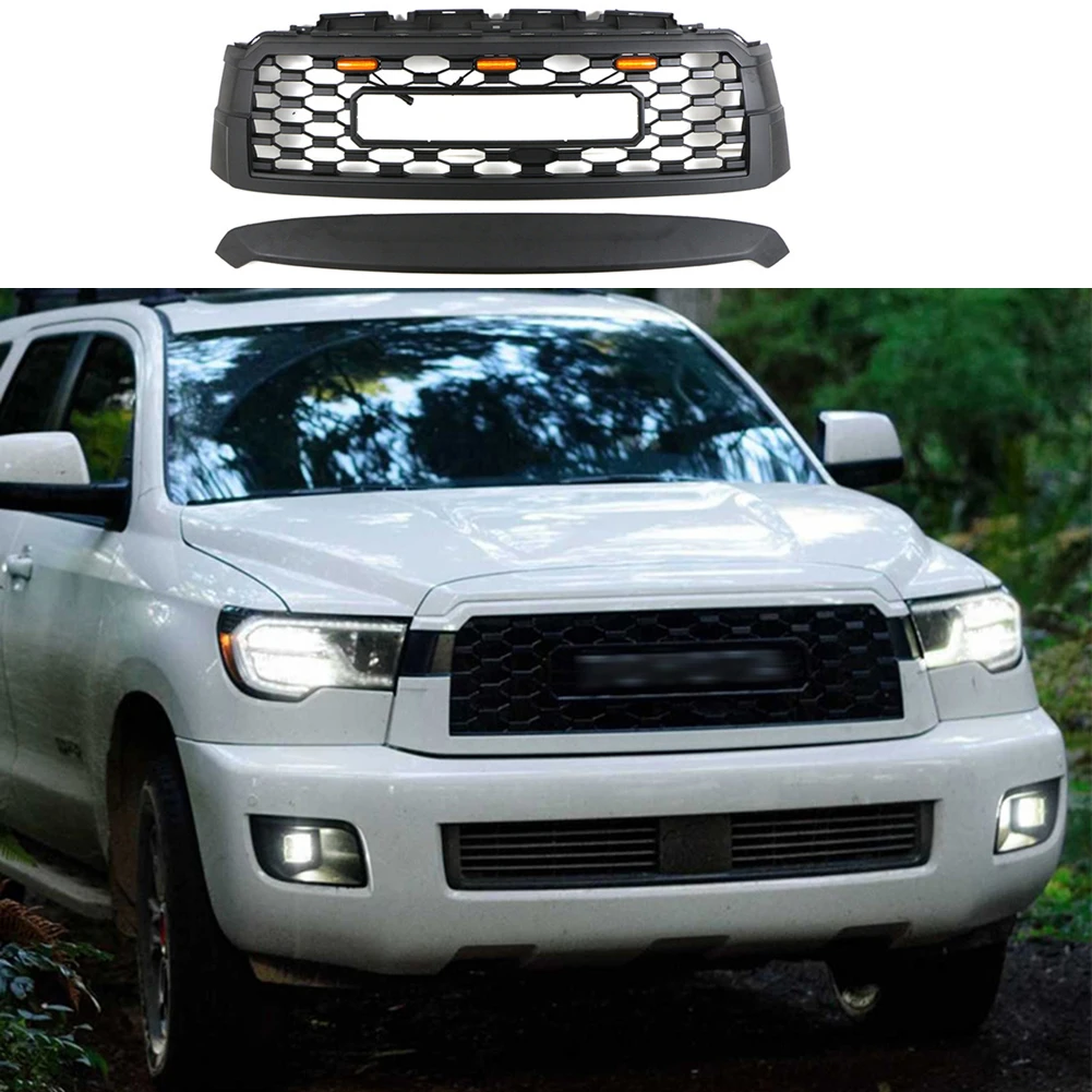 

Black Front Upper Radiator Mesh Grilles With Light Fits for Sequoia 2019-2021