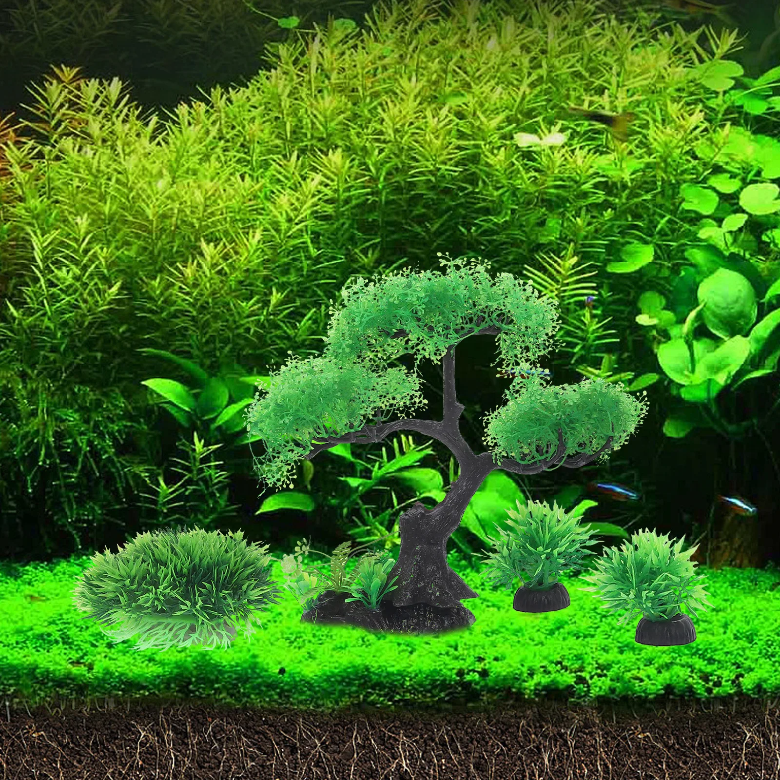 

1 set 1 Set Artificial Water Plants Fish Tank Fake Plants Aquarium Decorations Underwater Grass Decor For Office Home Aquarium