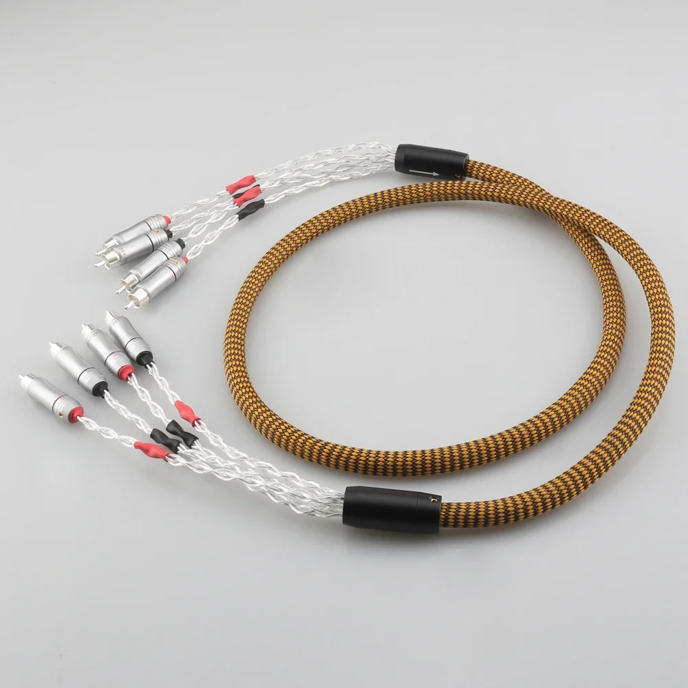 Audiocrast 4RCA Stecker Auf 4RCA Stecker RCA Splitter Silber Überzogene Audio Kabel HIFI Verbindung Kabel