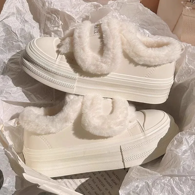 أحذية نسائية بيضاء بسيطة وعصرية، نمط جديد، برباط، مريح للاستخدام اليومي بالإضافة إلى أحذية رياضية مخملية منخفضة، أحذية كاجوال خفيفة #6