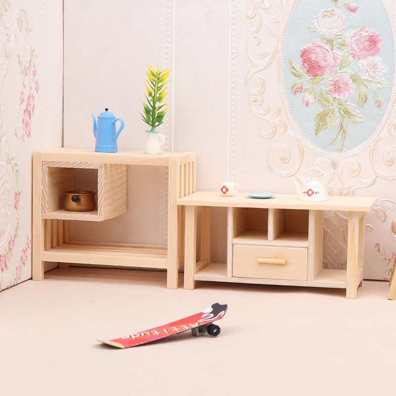 

1:12 Dollhouse Miniature Furniture Storage Rack Sundries Rack Coffee Table TV Cabinet Living Room Kitchen Shelf Model Decor Toy