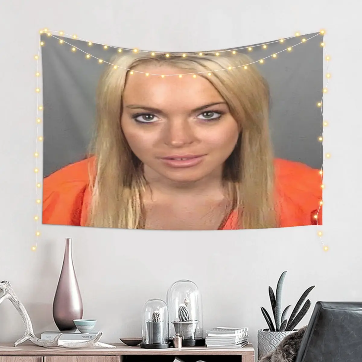 lindsay lohan mugshot Tapestry Custom Aesthetic Room Decoration Decorative Wall Wall Carpet Tapestry