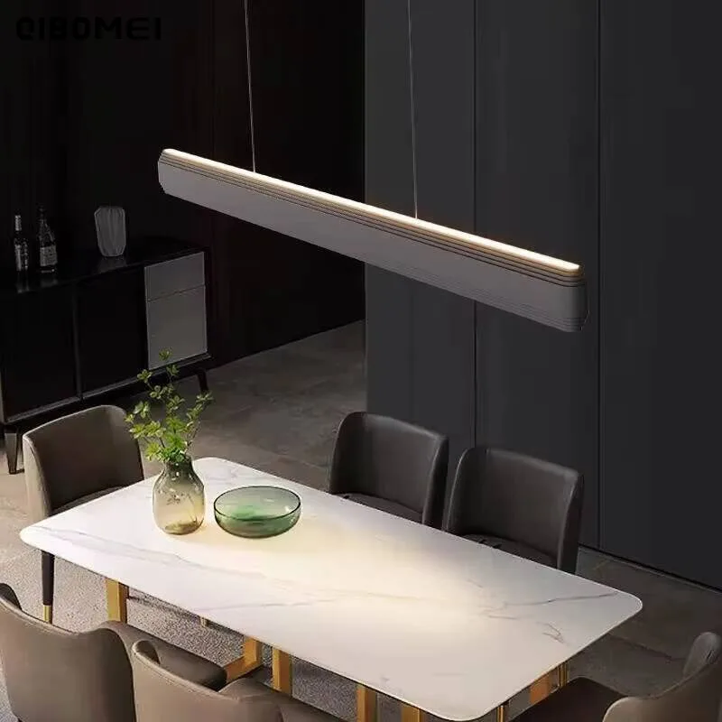 Simple Led Restaurant Pendant Lights Nordic Modern Bar Counter Dining Table One-word Long Chandeliers Home Indoor Lighting Lamps