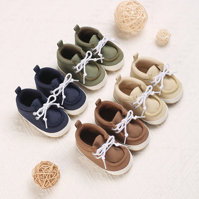 Brand Newborn Baby Boy Shoes Soft Sole Crib Shoes Warm Boots Anti-slip Sneaker Solid PU First Walkers for 1 Year Old 0-12 Months