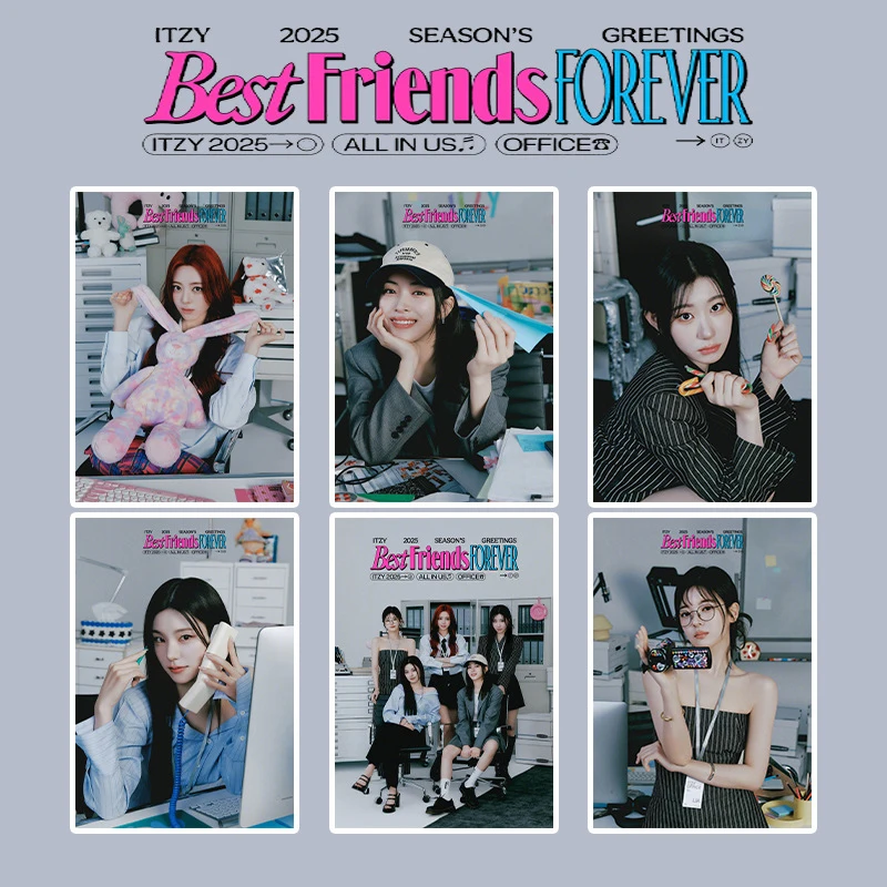 1PC ITZY Best Friends Forever Self-adhesive Posters Yuna Chaeryeong Yeji 2025 Season's Greetings HD Pictorial Wall Stickers Gift