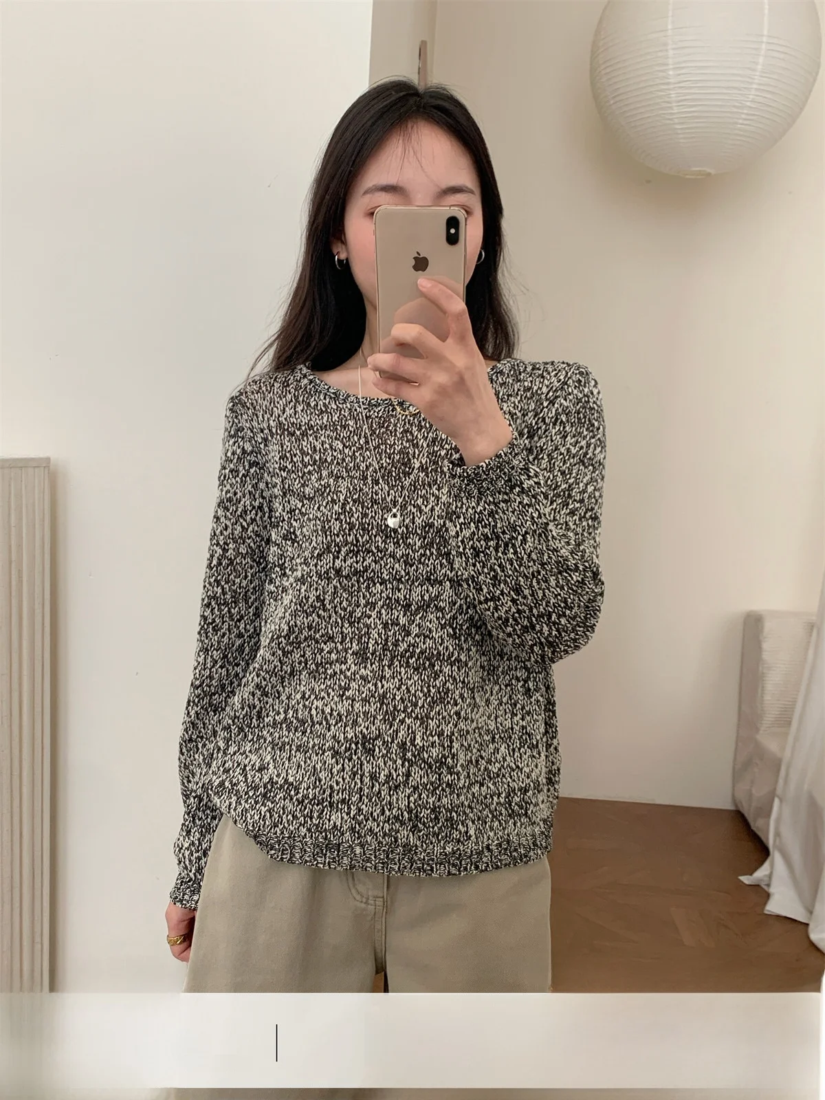 

Casual round Neck Knitted Sweater Women's Spring New Loose Slimming All-Match Overhead Top Korean Style Breathable Comfortable