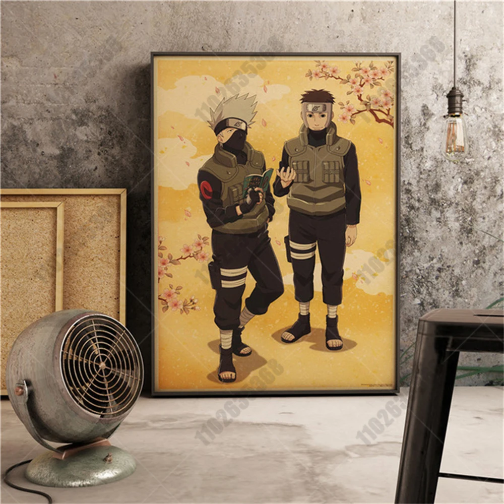 Peripheral Anime Retro Naruto Poster Kakashi Comics Canvas Painting Bedroom Living Room Decor Posters Wall Art Prints Gift Cudro