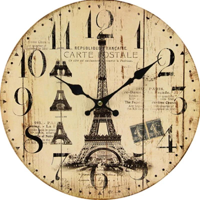 

Wall clock retro simple wooden clock wall decoration circular clock pastoral silent clock multiple colors and styles beauty