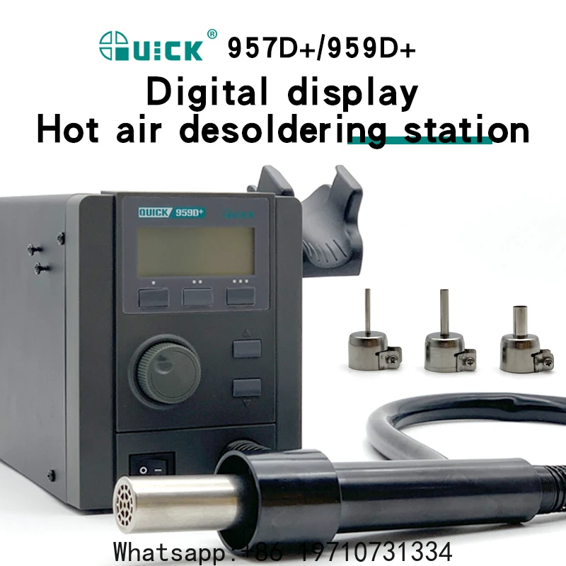 Quick Hot Air Gun Soldering Station 957d + / 959d + Digital Display Eddy Current Cell Phone Chip Soldering Repair Torch
