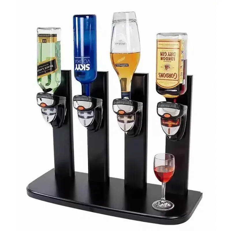 4-Bottle Liquor Dispenser Bar Butler Cocktail Shaker Wine Holder Alcohol Drink Whisky Liquor Dispenser