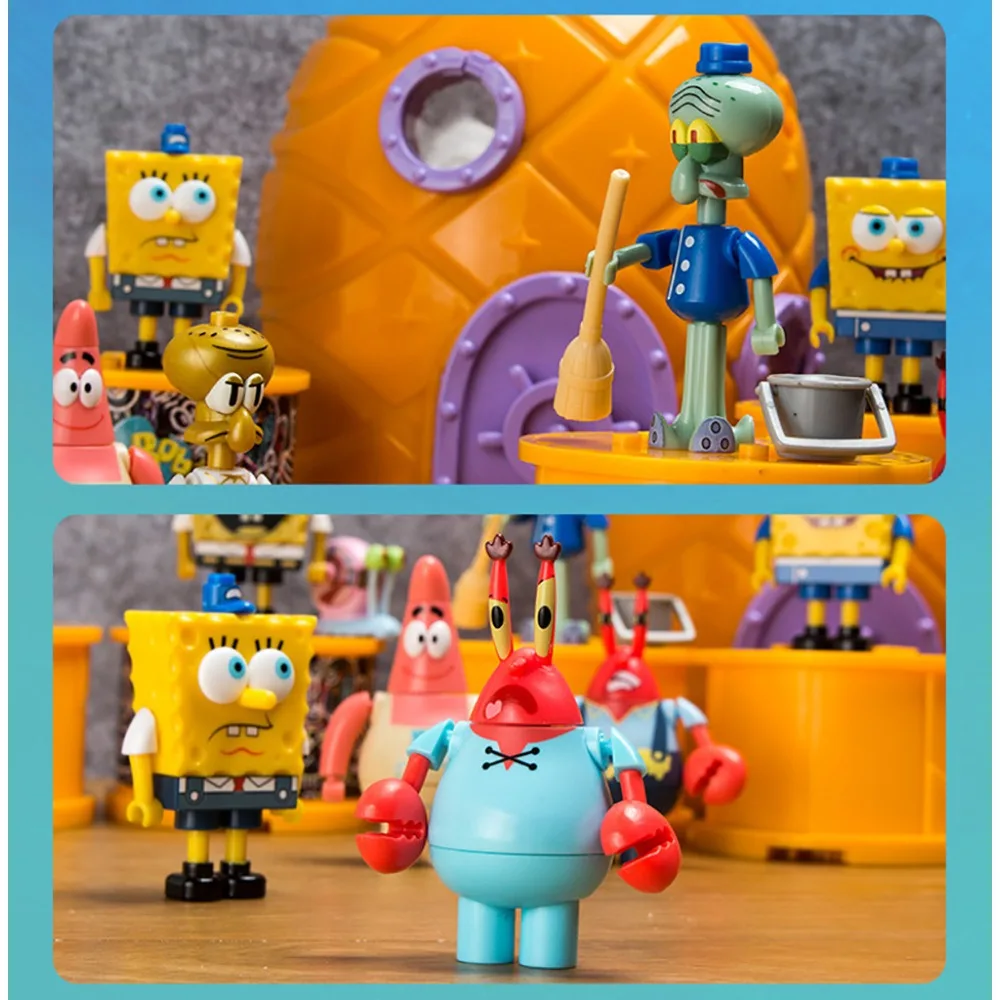 Genuine SpongeBob SquarePants 20th Anniversary Blind Box Gashapon Toy Buildable Statues Trendy Blocks Wonderful Gift for Couples