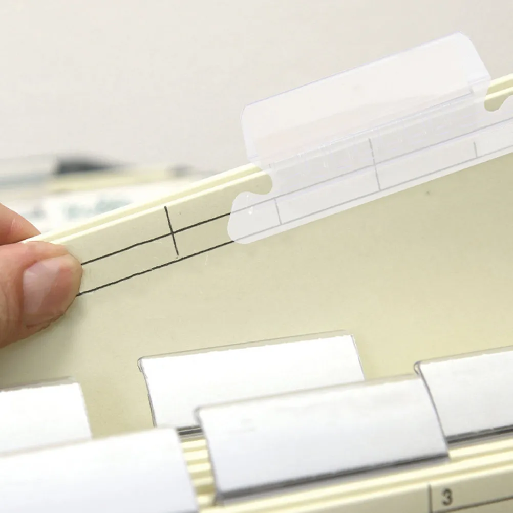 

100Pcs File Folder Tabs PVC Material Small Hanging Detachable File Labels for Document Classification Office Supplies