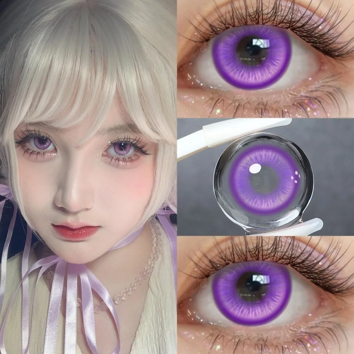 VISUASHOW Anime Cosplay Colored Contact Lenses Magic Pop Blue Cos Lenses Half Yearly Use Red Contacts Lens for Eye Beauty Makeup
