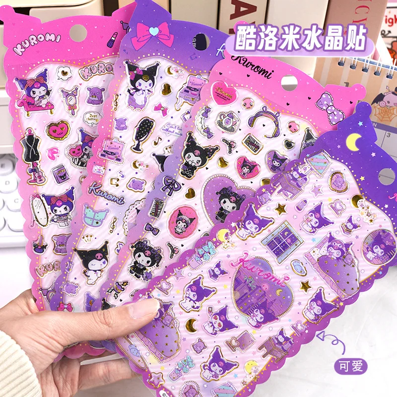 

4pcs Kawaii Kuromi 3d Crystal Sticker Diy Waterproof Mobile Phone Case Decorative Sticker Student Account Stationery Sticke