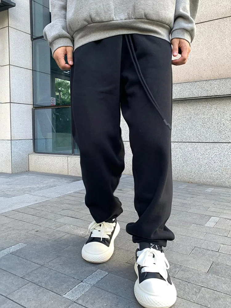 

entials Men's Casual Loose Sweatpants American High Street Sle Autumn Winter Cuffed Leisure Trousers Cotton Polyester Blend