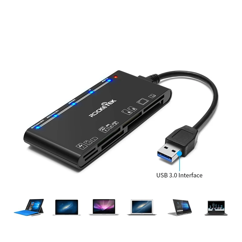 Lecteur de carte multifonction USB 3.0, CF, XD, MS, SD, TF, 7 en 1, 5Gbps pour PC, pièces d\'ordinateur portable