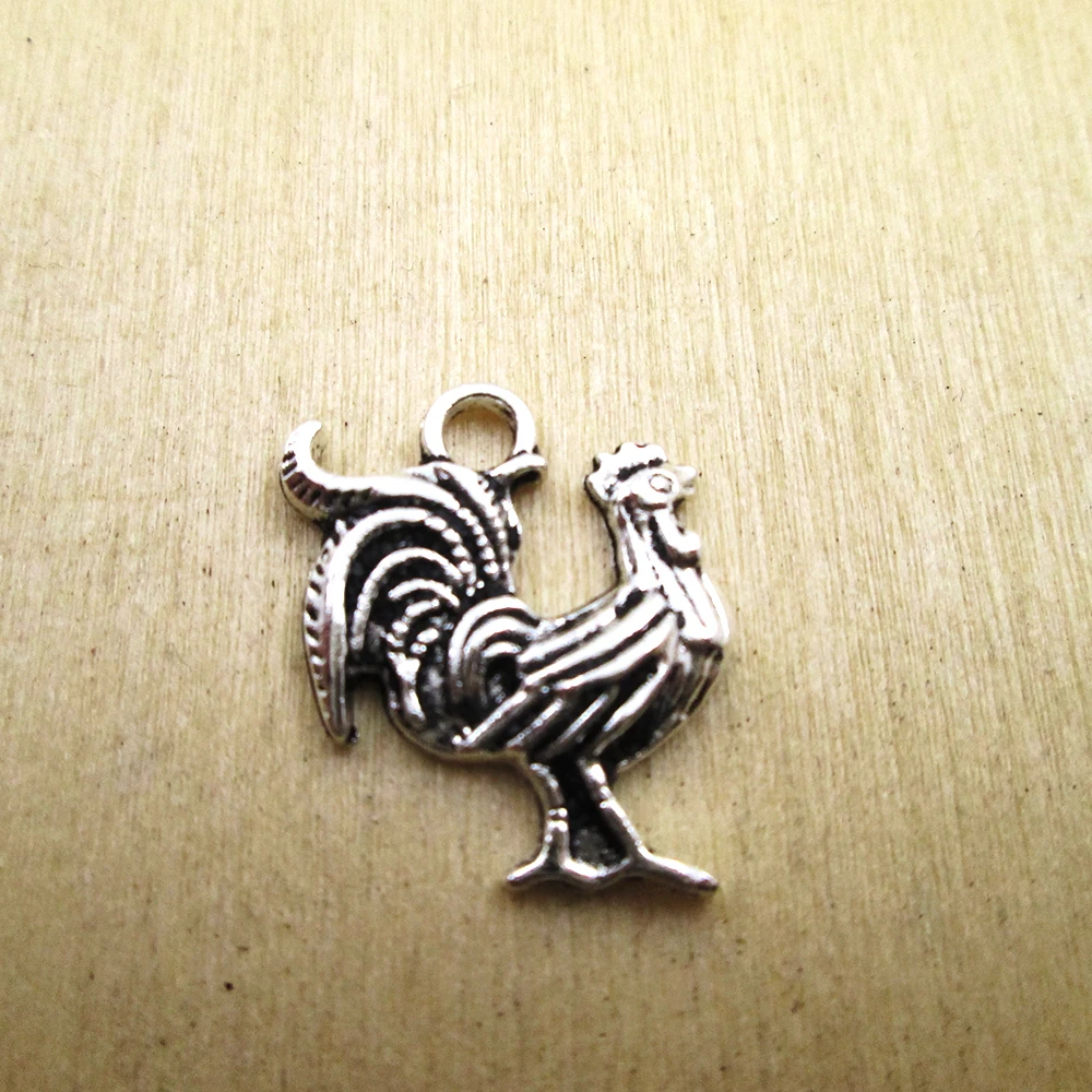 25pcs/lot--20x17mm Rooster Charms Lovely Chicken Pendant DIY necklace/ bracelets  charms antique silver tone