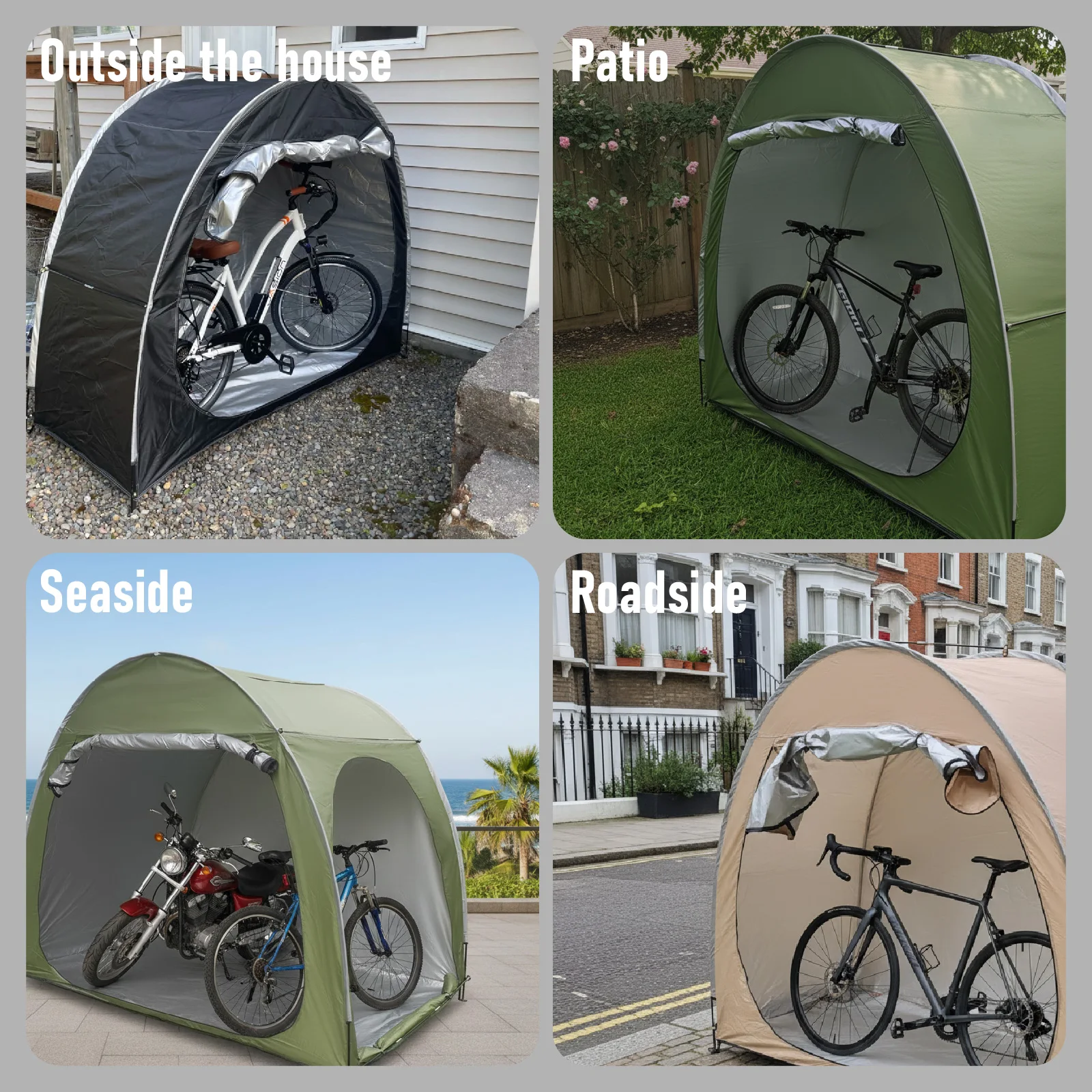Portable Outdoor Bike Shelter Storage Tent with Aluminum Alloy Frame Oxford Fabric Carry Bag Included for Easy Bike Protection