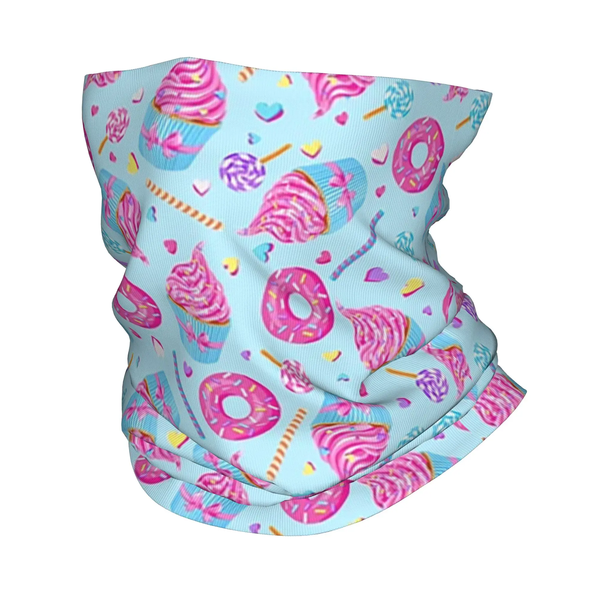 

Pastel Cake Floral Dessert Print Bandana Neck Gaiter Printed Wrap Scarf Multifunction Balaclava Running Unisex Adult