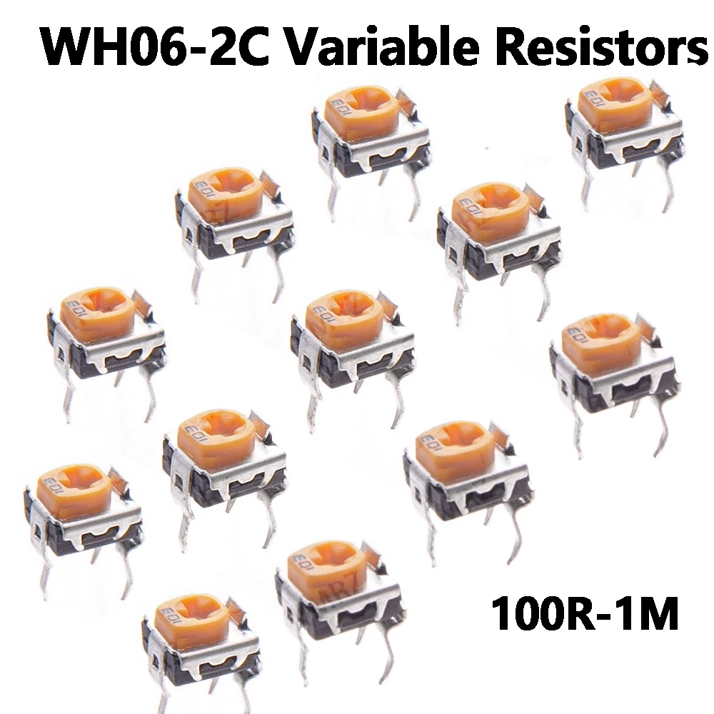 20PCS/500PCS 2K WH06-2C 100R 200R 500R 1K 2K 5K 10K 20K 1M ohm Trimmer Potentiometer Variable Resistors WH06  2K 5K 10K 20K 50K