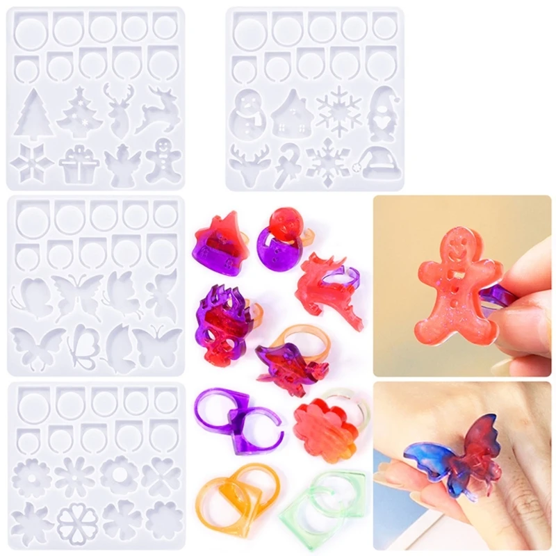 

Handmade Epoxy Resin Ring Jewelry Mold Silicone Rings Molds for Handcrafted Epoxy Jewelry Various Shapes Rings Charm