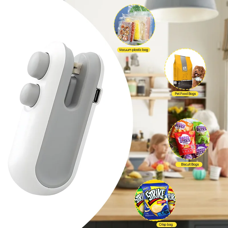 2IN1 Mini Sealing Machine Household Plastic Sealing Machine Snacks Moisture-Proof Handheld Sealer Rechargeable Heat Sealer