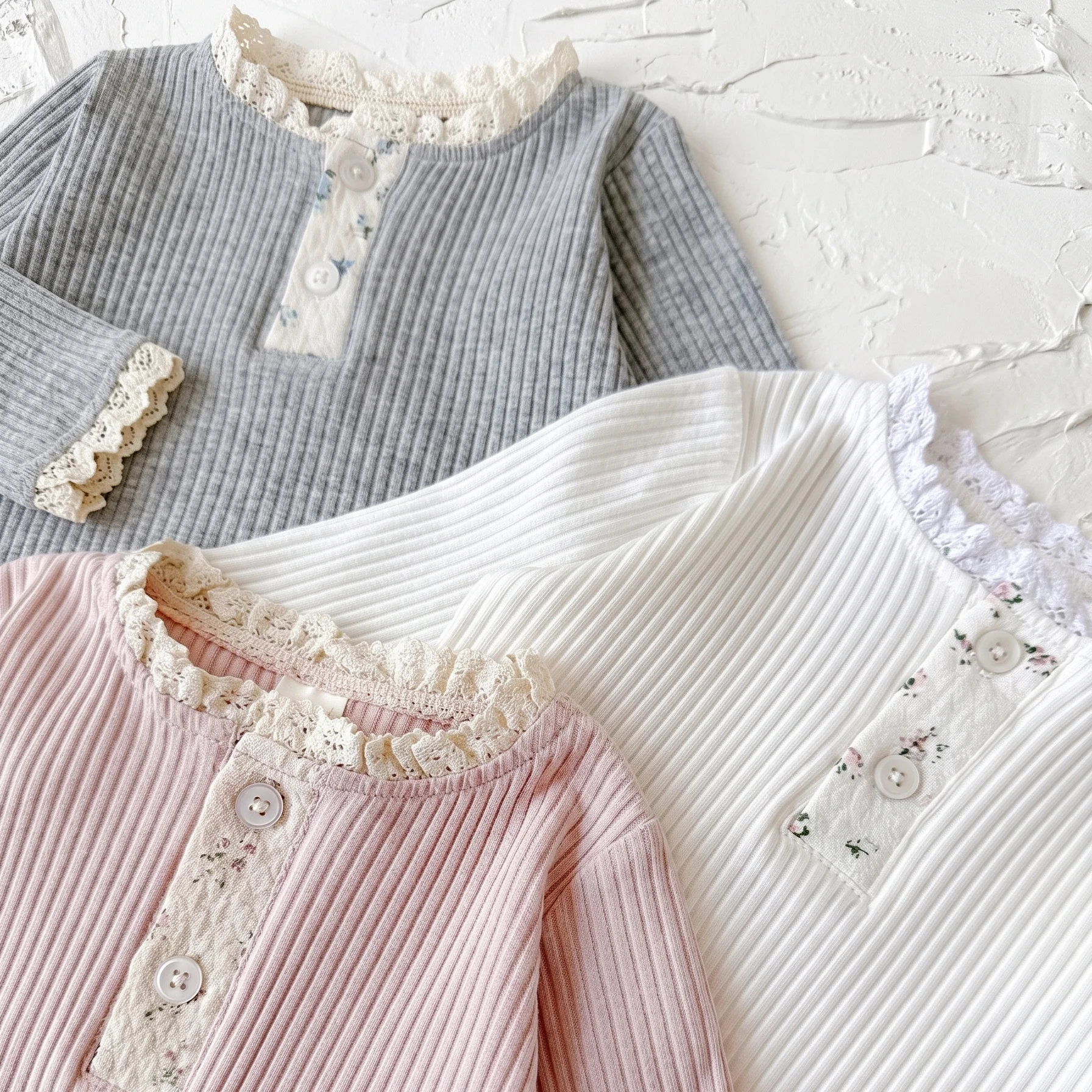 Herbst Mode Neugeborenen Baby Mädchen Kleidung Komfort Einfarbig Spitze Lange Ärmel Trendy Atmungsaktive Kinder Mädchen Koreanischen Stil – Detail 2