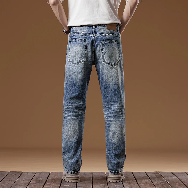KSTUN 2025 Spring Men's Straight Jeans Wide Leg Men Denim Pants Streetwear Vintage Male Trousers Clothing Classic Dad Jeans